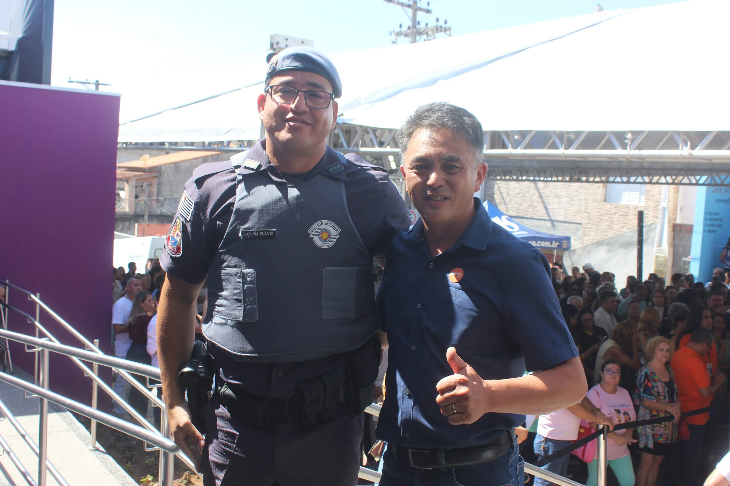 Capitão da PM Flávio e vereador Toshi Omura
