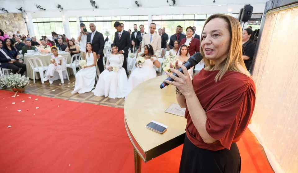 Edição de 2026 do Casamento Comunitário selou a união de 30 casais de Mogi das Cruzes em cerimônia no último sábado, no Clube Náutico Mogiano. Foto: Divulgação/PMMC