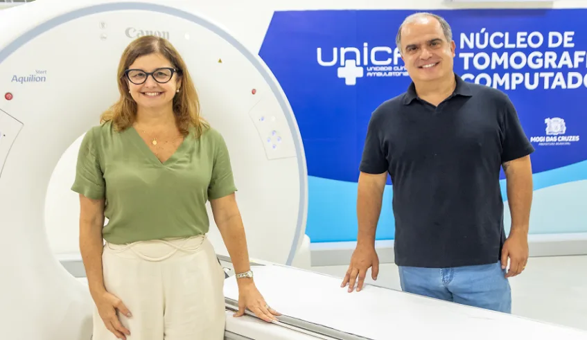 Núcleo de Tomografia Computadorizada de Jundiapeba foi inaugurado pela prefeita Mara Bertaiolli e seu vice, Téo Cusatis, em 21 de março. Foto: Divulgação/PMMC