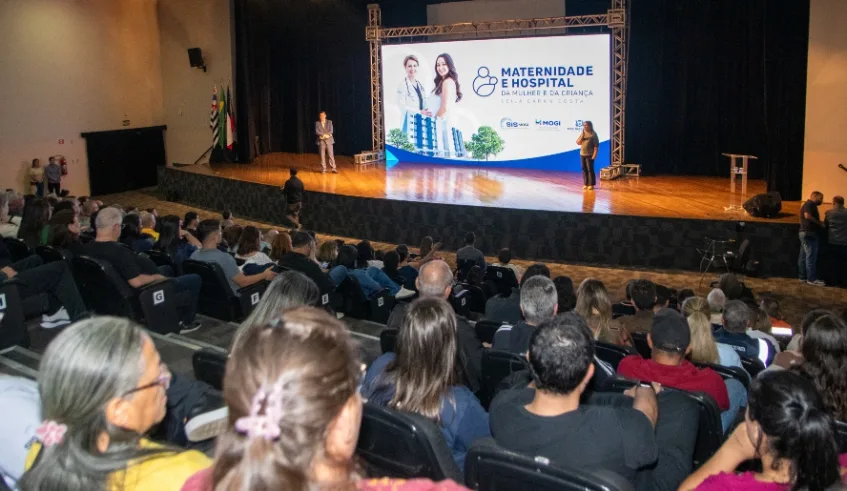 Secretário-adjunto de Saúde e Bem-Estar, Luiz Bot, e secretária Rebeca Barufi, destacam os serviços da Maternidade e Hospital da Mulher e da Criança. Foto: Divulgação - PMMC
