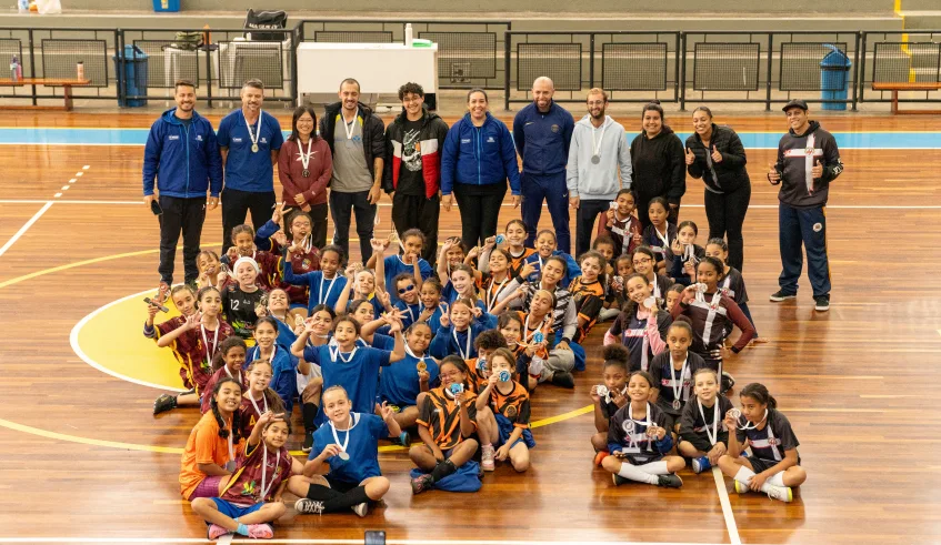 Finais do futsal mobilizaram as escolas municipais. Foto: Divulgação/PMMC