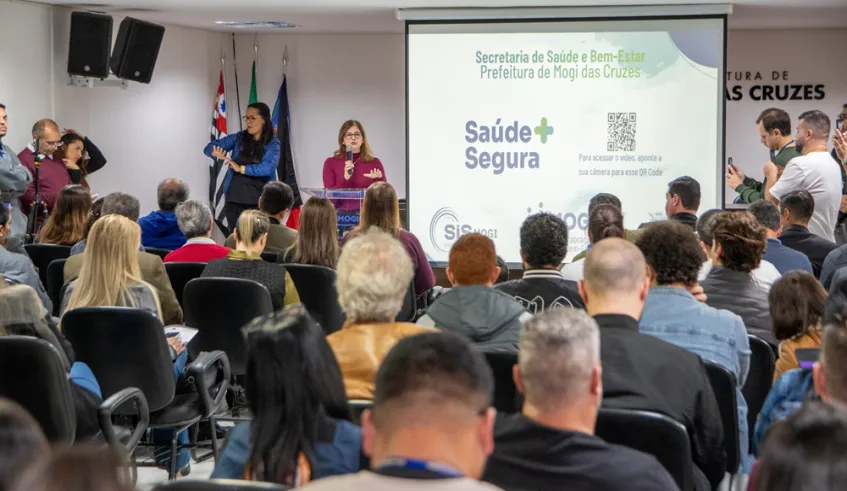 Auditório da Prefeitura de Mogi das Cruzes ficou lotado para o lançamento do Saúde+Segura. Foto: Divulgação/PMMC