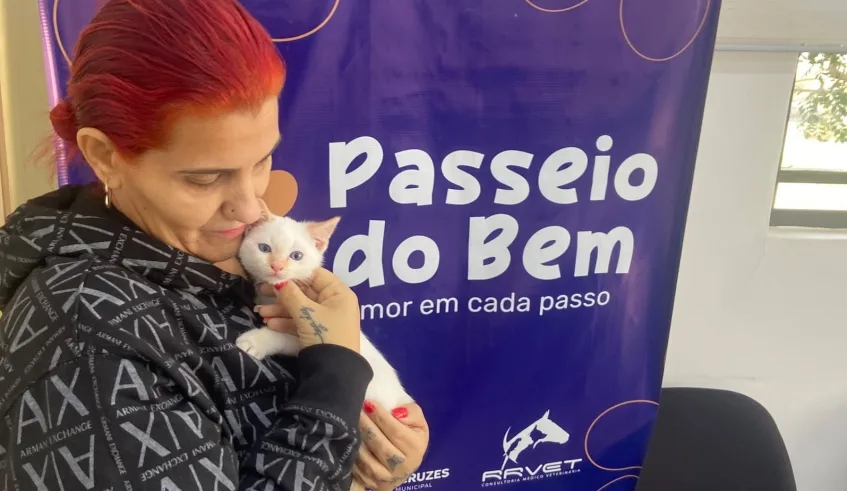 Gatos também foram adotados pelos mogianos que foram ao Nubea: pets recebem todos os cuidados veterinários antes de seguirem para novas famílias. Foto: Divulgação/PMMC