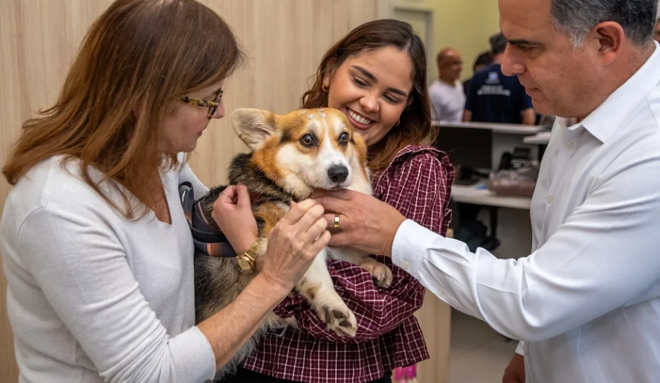 Vice-prefeito Téo Cusatis e prefeita Mara Bertaiolli apresentam as instalações do Hospital Veterinário Municipal a representantes da causa animal. Foto: Divulgação - PMMC