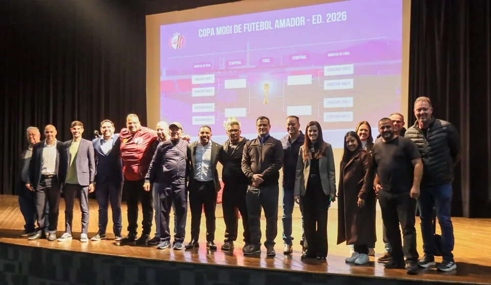 Copa Mogi de Futebol Amador 2026 foi lançada na noite de terça-feira (25/08), em cerimônia no auditório do Cemforpe. Foto: Divulgação/PMMC